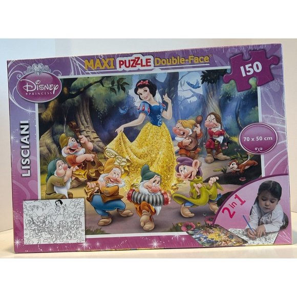 Disney Princess Maxi Puzzle Double-Face NEW Sealed Jigsaw, 150pcs Coloring Too - Picture 1 of 2